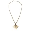 Gold Metal Dangling Logo Letters Chain Necklace - Christian Dior