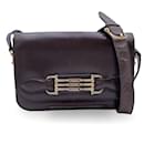 Vintage Dark Brown Leather Box Flap Shoulder Bag - Céline