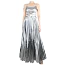 Silver sleeveless cutout pleated dress - size UK 8 - Christopher Kane