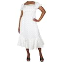 Cream off-shoulder polka-dot midi dress - size UK 14 - Autre Marque