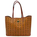 MCM Visetos Shopper Bag Tote Reversible Shopper Cognac Logo Print Handbag