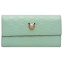 Portefeuille continental Gucci Green Guccissima Signature Crystal Cat