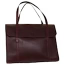 CARTIER Hand Bag Leather Bordeaux Wine Red Auth bs12863 - Cartier