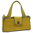 CHANEL Turn Lock Hand Bag Mouton Yellow CC Auth bs13029 - Chanel