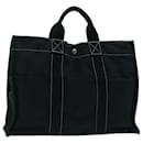 HERMES Deauville MM Tote Bag Canvas Black Auth bs12721 - Hermès