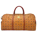 Bolso vintage MCM Boston Bag 55 en color coñac marrón con estampado del logo, bolso de fin de semana.