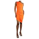 Bright orange one-shoulder gathered dress - size S - Norma Kamali