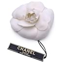 Vintage White Fabric Camelia Camellia Flower Brooch Pin - Chanel