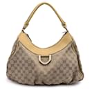 Beige Monogram Canvas Abbey D-ring Hobo Tote Bag - Gucci