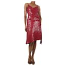 Red sleeveless sequin midi dress - size UK 4 - Diane Von Furstenberg