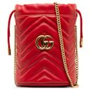 Gucci Red Mini GG Marmont Matelasse Bucket Bag