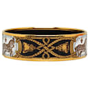 Hermes Pulseira Esmaltada Dourada Larga - Hermès