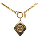 Chanel CC Diamond Frame Pendant Necklace Metal Necklace in Good condition