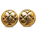 Chanel CC Quilted Clip On Earrings Metal Earrings in Good condition