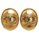 Chanel CC Oval Clip On Earrings Metal Earrings in Good condition