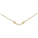 Tiffany & Co 18k Gold Diamond T Smile Pendant Necklace Metal Necklace in Excellent condition
