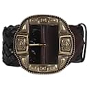 Dark brown woven leather belt - Etro