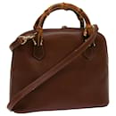 GUCCI Bamboo Hand Bag Leather 2way Brown 000 2865 0290 auth 69410 - Gucci