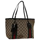 GUCCI GG Canvas Web Sherry Line Tote Bag Beige Rouge Vert 211971 auth 69638 - Gucci