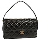 CHANEL Matelasse Double Face Hand Bag Patent leather Black CC Auth bs13132 - Chanel