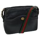 GUCCI Web Sherry Line Shoulder Bag Leather Black Red Green Auth ep3751 - Gucci