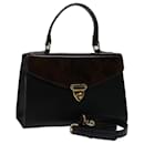 VALENTINO Shoulder Bag Leather 2way Brown Black Auth bs12842 - Valentino