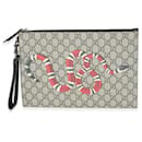 Gucci Beige GG Supreme Canvas Kingsnake Pouch