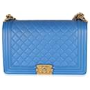 Chanel Azul Acolchoado Pele De Cordeiro Nova Bolsa Média Menino