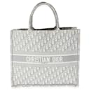 Christian Dior Tote tipo libro grande en jacquard oblicuo gris crudo
