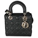Christian Dior Black Grained Calfskin Cannage Small Lady Dior