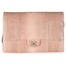 Chanel Pink Python Classic Flap Clutch With Chain