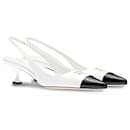 Sapato de salto MIU MIU slingback em couro branco envernizado MIU MIU tamanho 41 - Miu Miu