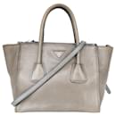 Prada Grey Twin Pocket Leather Bag