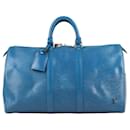 Louis Vuitton Keepall en cuir épi bleu Toledo 45 M42975