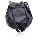 Vintage Black Leather Drawstring Bucket Shoulder Bag - Cartier