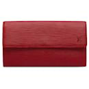 Louis Vuitton Red Epi Sarah Lange Geldbörse