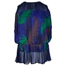 Sacai Printed Pleated Sleeveless Blouse in Blue Polyester