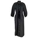 Zimmermann Tie-Neck Belted Maxi Dress in Black Polyester Viscose