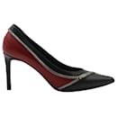 Saint Laurent Two Tone Zipper Detail Pumps in Red Leather
