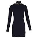 Dion Lee Chain-Embellished Open-Back Ribbed-Knit Mini Dress in Navy Blue Viscose - Autre Marque