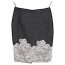 Valentino Polka Dot Lace-Trimmed Pencil Skirt in Black Polyester - Valentino Garavani