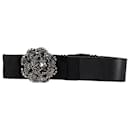 Temperley London Crystal Bow Belt in Black Leather