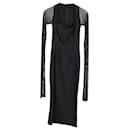 Dolce & Gabbana Vestido ajustado con mangas transparentes en viscosa negra