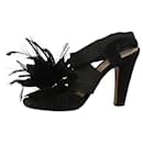 Black strappy feather detail sandals heels - size EU 41 - Prada