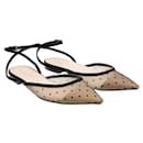Black Mesh Polka Dot Ankle Strap Sandals - Dior