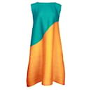 Tunique plissée turquoise et orange/Robe - Pleats Please