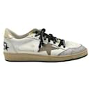 Ball Star Sneakers with Cracked Paint Detail - Golden Goose