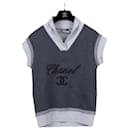 CC-Logo Grauer Relaxed-Pullover - Chanel