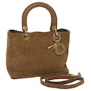 Christian Dior Lady Dior Canage Hand Bag Suede 2way Brown Auth 60997