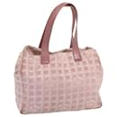 CHANEL New Travel Line Tote Bag Nylon Pink CC Auth ti1605 - Chanel